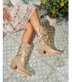 EMBROIDERED COWBOY ANKLE BOOTS